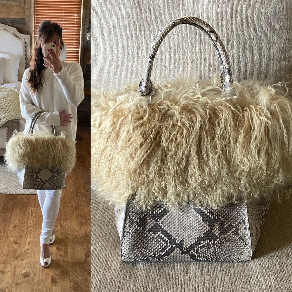 Python Mongolian Lamb Custom Made Handbag - image 1